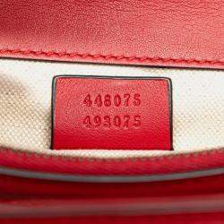 Gucci Navy Blue Red Medium Leather Bamboo Dionysus Web Satchel