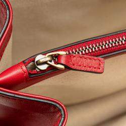 Gucci Navy Blue Red Medium Leather Bamboo Dionysus Web Satchel