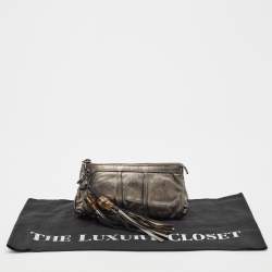 Gucci Metallic Leather Bamboo Tassel Pouch