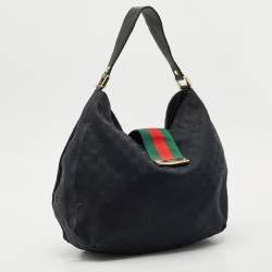 Gucci Black GG Canvas Medium New Ladies Web Hobo