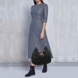 Gucci Black GG Canvas Medium New Ladies Web Hobo