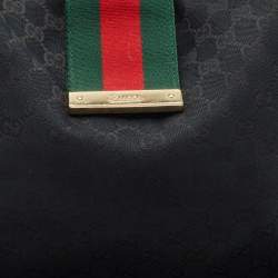 Gucci Black GG Canvas Medium New Ladies Web Hobo