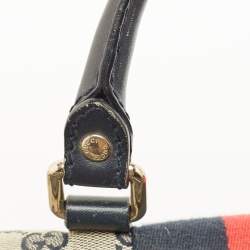 Gucci Navy Blue GG Canvas and Leather Medium Vintage Web Boston Bag