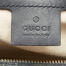Gucci Navy Blue GG Canvas and Leather Medium Vintage Web Boston Bag