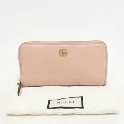 Gucci Pink Leather Marmont Zip Around Continental Wallet