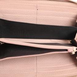Gucci Pink Leather Marmont Zip Around Continental Wallet