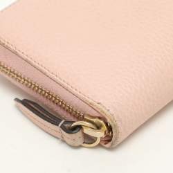 Gucci Pink Leather Marmont Zip Around Continental Wallet