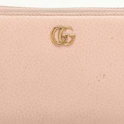 Gucci Pink Leather Marmont Zip Around Continental Wallet