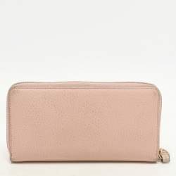 Gucci Pink Leather Marmont Zip Around Continental Wallet
