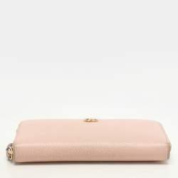 Gucci Pink Leather Marmont Zip Around Continental Wallet