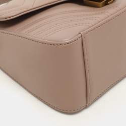 Gucci Beige Matelasse Leather Mini GG Marmont Top Handle Bag