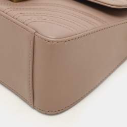 Gucci Beige Matelasse Leather Mini GG Marmont Top Handle Bag