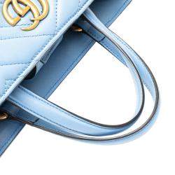 Gucci Blue Leather GG Marmont Matelasse Small Satchel