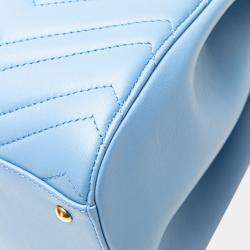 Gucci Blue Leather GG Marmont Matelasse Small Satchel