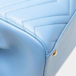 Gucci Blue Leather GG Marmont Matelasse Small Satchel