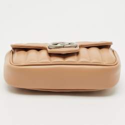 Gucci Beige Matelassé Leather Super Mini Aria GG Marmont Shoulder Bag