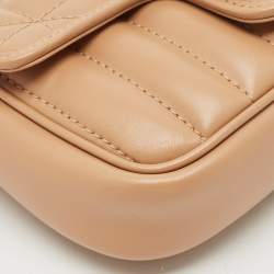 Gucci Beige Matelassé Leather Super Mini Aria GG Marmont Shoulder Bag