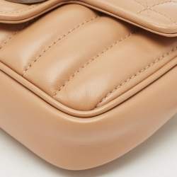 Gucci Beige Matelassé Leather Super Mini Aria GG Marmont Shoulder Bag