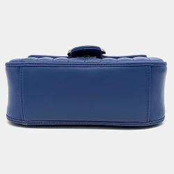 Gucci Blue Leather GG Marmont Mini Top Handle Bag