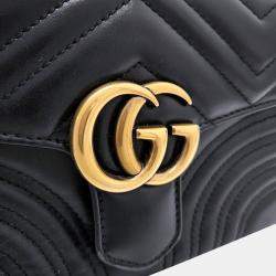 Gucci Black Leather Marmont Mini Top Handle Shoulder Bag