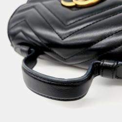Gucci Black Leather Marmont Mini Top Handle Shoulder Bag