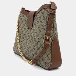 Gucci Beige Brown PVC Padlock GG Medium Shoulder Bag