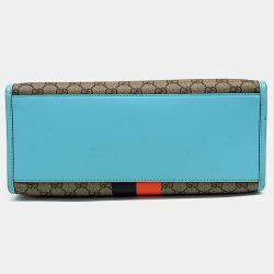 Gucci Beige Blue Coated Canvas Tiger GG Small Tote Bag