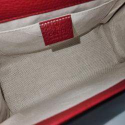Gucci Red Leather GG Marmont mini tote and shoulder bag