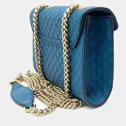 Gucci Blue Leather Micro Cimaline Crossbody Bag