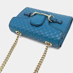 Gucci Blue Leather Micro Cimaline Crossbody Bag
