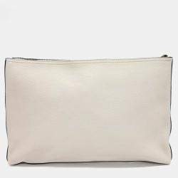 Gucci Cream Leather Logo Clutch