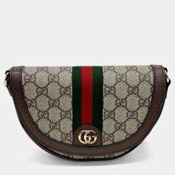 Gucci Brown Coated Canvas and Leather Ophidia Mini GG Shoulder Bag