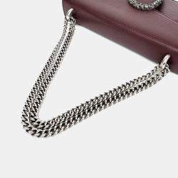 Pre Owned Gucci Burgundy Leather Dionysus Chain Shoulder Bag