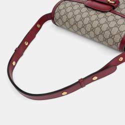 Gucci Beige Red Canvas and Leather 1955 Horsebit Shoulder Bag
