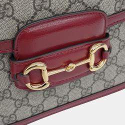 Gucci Beige Red Canvas and Leather 1955 Horsebit Shoulder Bag
