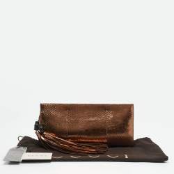 Gucci Bronze Python Nouveau Fringe Clutch
