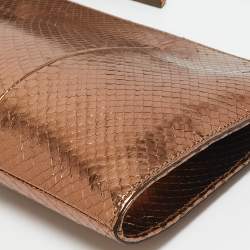 Gucci Bronze Python Nouveau Fringe Clutch