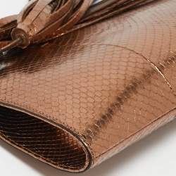 Gucci Bronze Python Nouveau Fringe Clutch