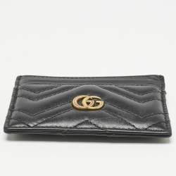Gucci Black Matelassé Leather GG Marmont Card Holder
