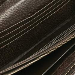 Gucci Dark Brown Guccissima Leather Horsebit Flap Continental Wallet