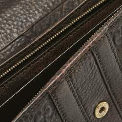 Gucci Dark Brown Guccissima Leather Horsebit Flap Continental Wallet