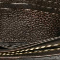 Gucci Dark Brown Guccissima Leather Horsebit Flap Continental Wallet