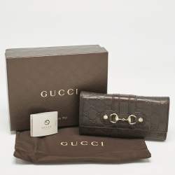 Gucci Dark Brown Guccissima Leather Horsebit Flap Continental Wallet