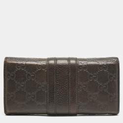 Gucci Dark Brown Guccissima Leather Horsebit Flap Continental Wallet