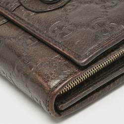 Gucci Dark Brown Guccissima Leather Horsebit Flap Continental Wallet