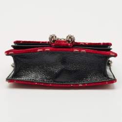 Gucci Red GG Velvet and Patent Leather Super Mini Dionysus Bag