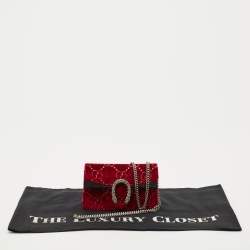 Gucci Red GG Velvet and Patent Leather Super Mini Dionysus Bag