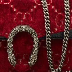 Gucci Red GG Velvet and Patent Leather Super Mini Dionysus Bag