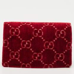 Gucci Red GG Velvet and Patent Leather Super Mini Dionysus Bag