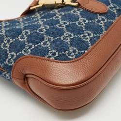 Gucci Blue/Brown GG Denim and Leather Jackie 1961 Shoulder Bag